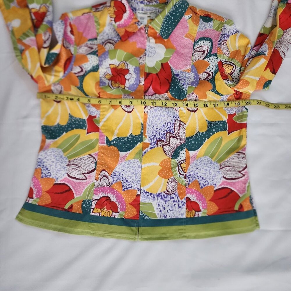 Coldwater Creek Women's Vintage Multicolor Floral Zip Front Jacket Petite Sz PL - Picture 8 of 10